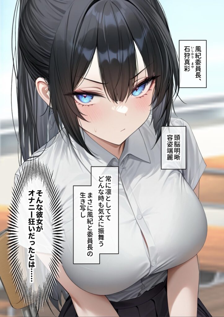 サンプル画像 風紀委員長 石狩真彩…容姿端麗、頭脳明晰そんな彼女はなんとオナニー狂いだった‼️
