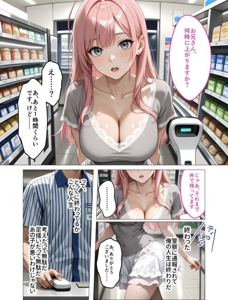巨乳美女に仕事終わりの時間を聞かれ、答えると終わるまで外で待つという。セクハラを訴えられて警察に突き出されるのだと観念している川瀬